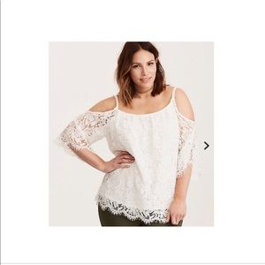 Torrid lace cold shoulder top